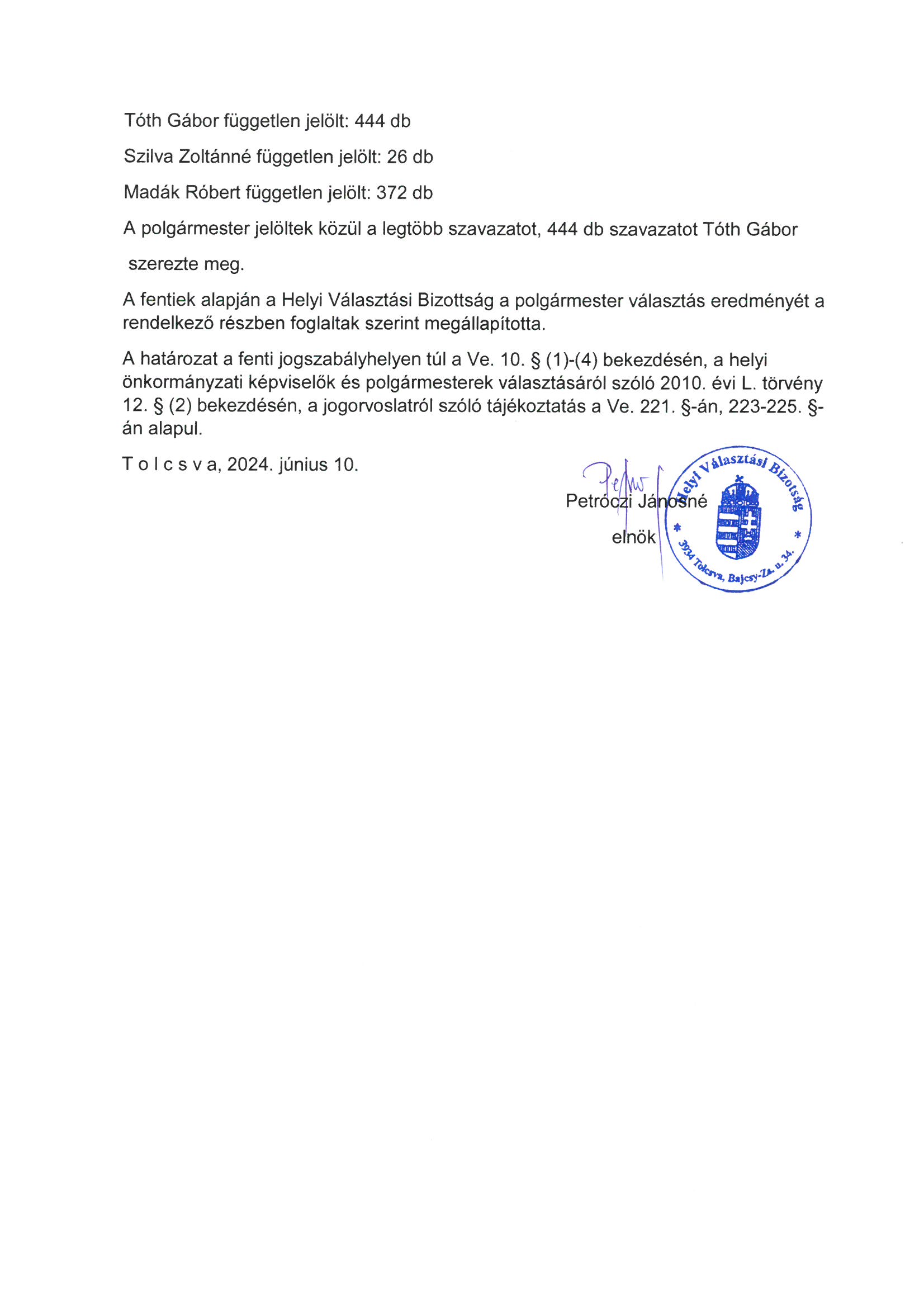 eredmeny tolcsva polgarmester page 1